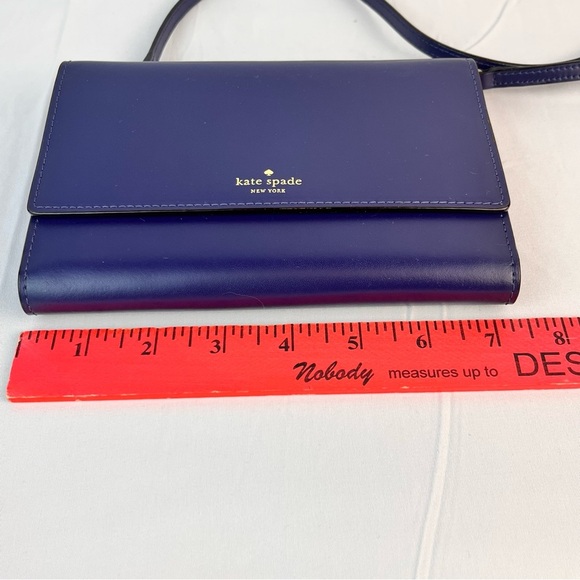 Kate Spade Crossbody Purse Blue Purple Snap Closure Card Holder Zip Pocket - Picture 4 of 10